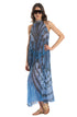 Langes plissiertes Kleid Blau PIN-UP STARS